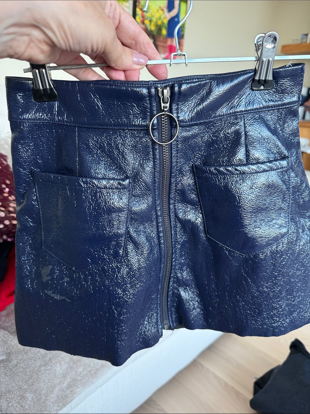Tucker + Tate Navy Faux Leather Mini Skirt with Front Zip